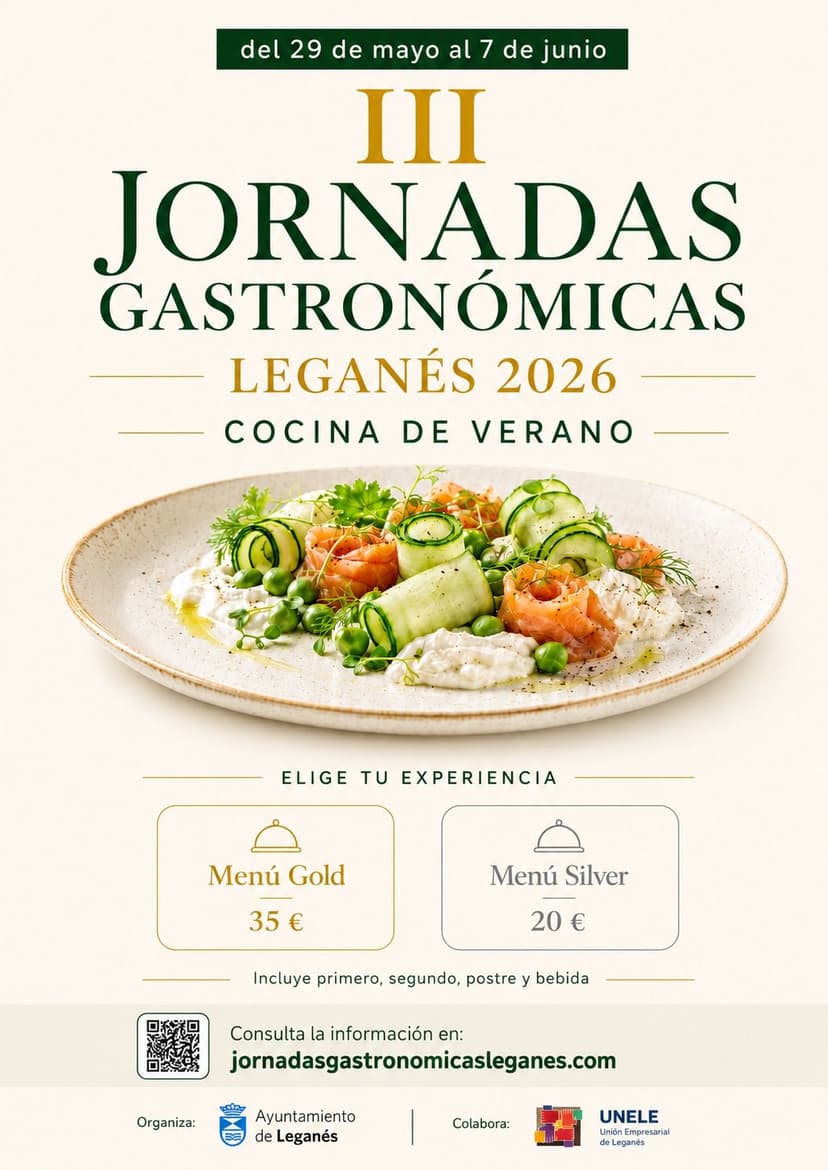 Cartel oficial de las III Jornadas Gastronómicas de Leganés 2026